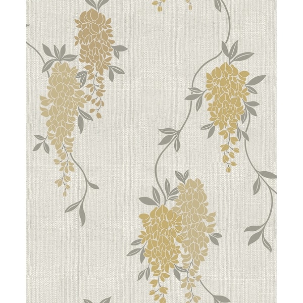 slide 2 of 7, Fine Decor Aisla Yellow Wisteria Wallpaper