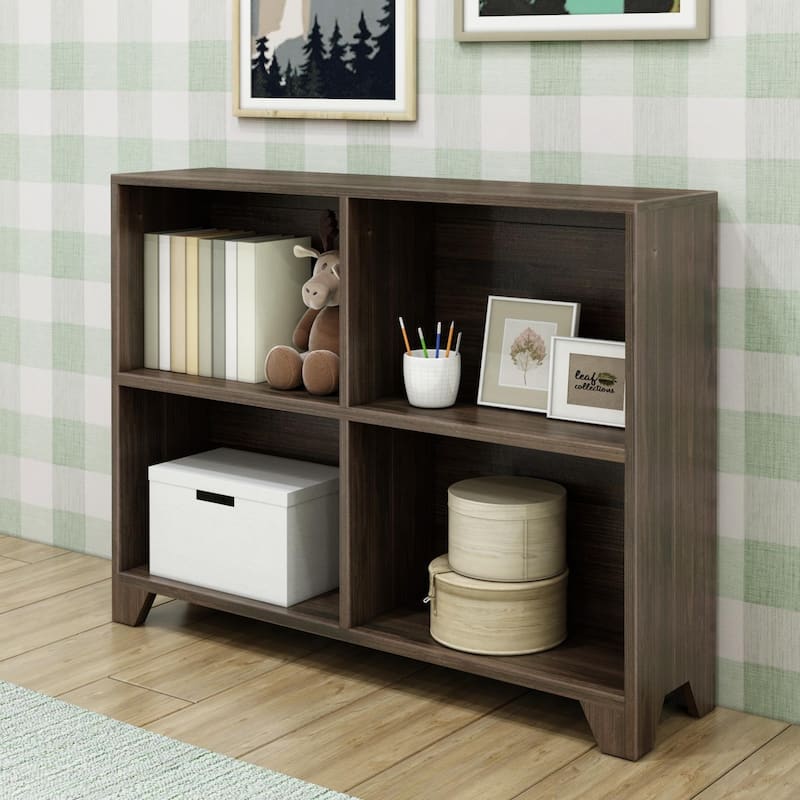 Max and Lily Farmhouse 4-Shelf Bookcase - Barnwood Brown