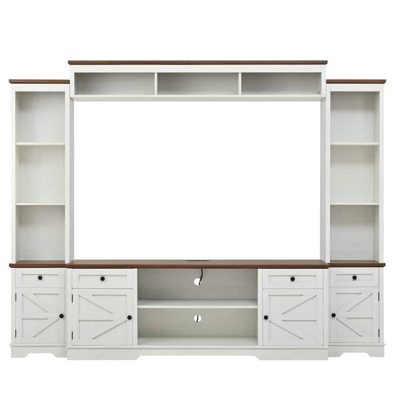 98.8" TV Stand Wall Unit with Bookshelves, Modern Entertainment Center Media Console with Adjustable Shelves & Cabinets