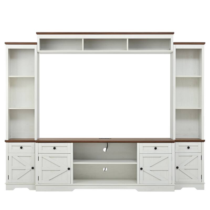 Modern 98.8" W Wall Unit Entertainment Center with Bookshelves for TVs up to 80"