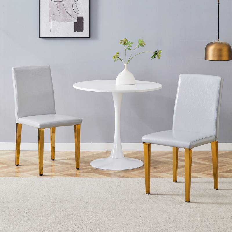 2 Light Gray PU dining chairs, simple and versatile, comfortable and accompanied. Exquisite and versatile dining chairs - Gold,Light Gray