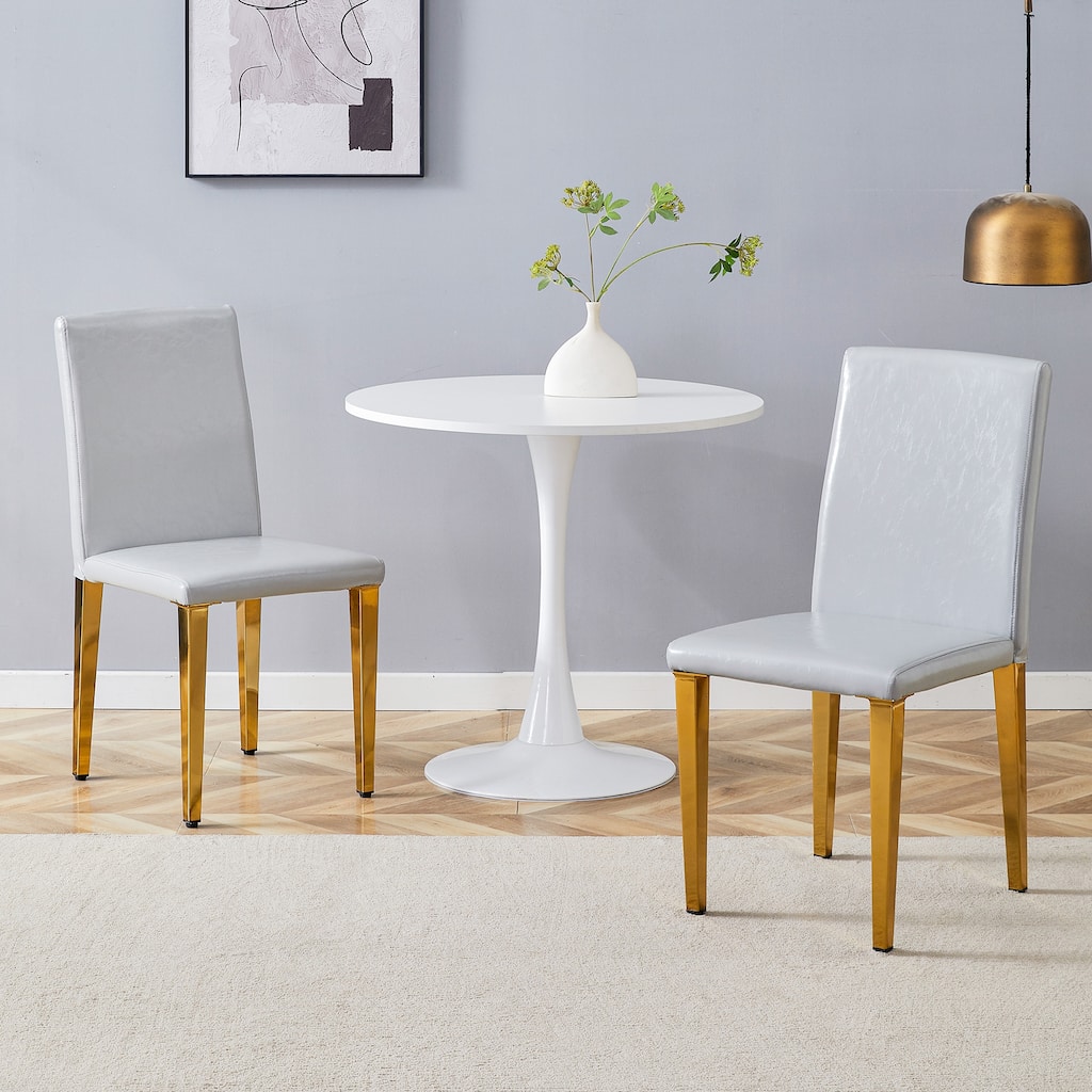 2 Light Gray PU dining chairs, simple and versatile, comfortable and accompanied. Exquisite and versatile dining chairs