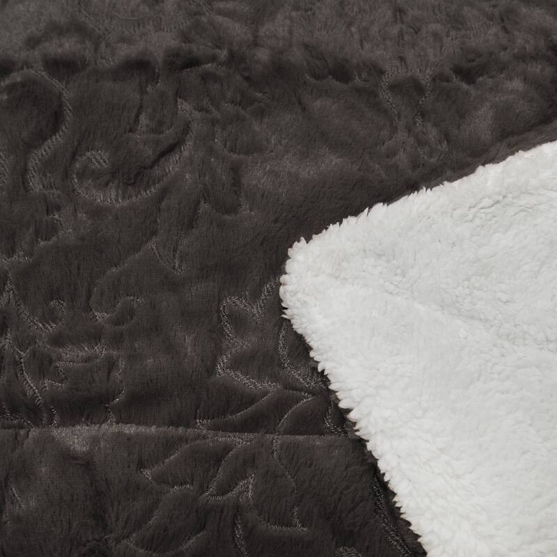 Embroidery Batik FauxFur Sherpa Throw Blanket