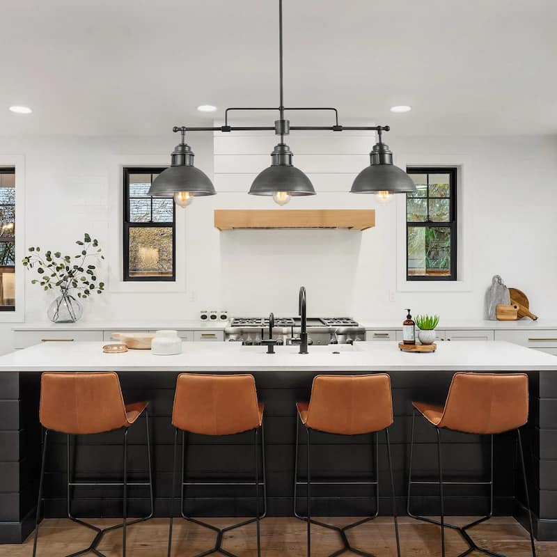 3-Light Industrial Farmhouse Dome Pendant Metal Linear Kitchen Island Pendant Light Oil Rubbed Bronze Finish - N/A