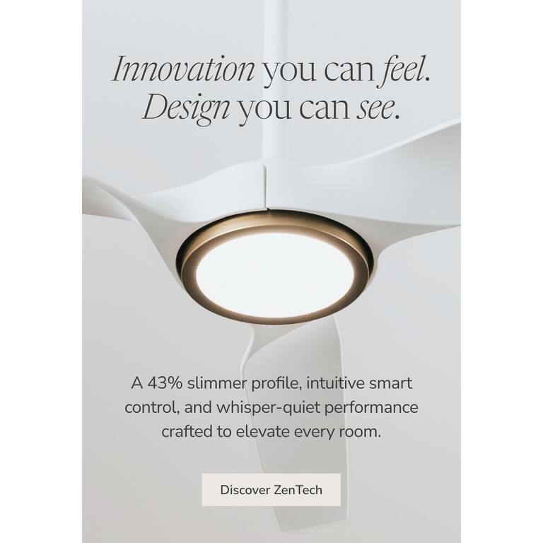 Hunter ZenTech Indoor / Outdoor 3-Blade Smart Ceiling Fan w/ LED Light and Handheld Remote - Modern & Contemporary.