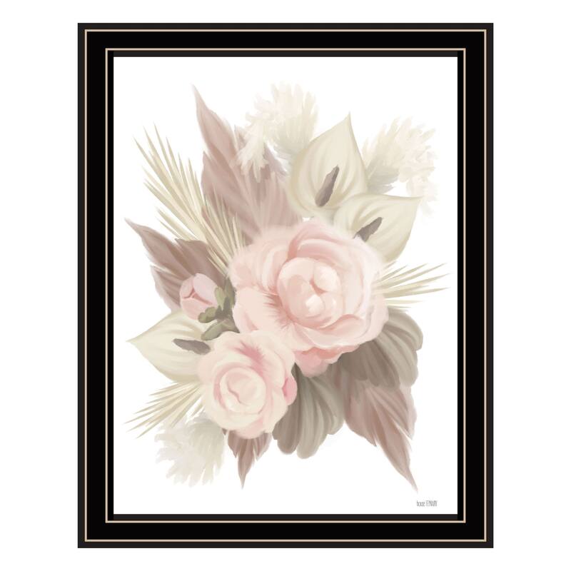 TrendyDecor4U Contemporary "BOHEMIAN BOUQUET" Framed Print Wall Art - Multi