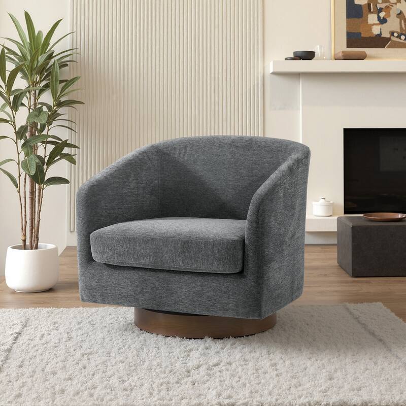 31.1'' W Modern Barrel Swivel Accent Chair