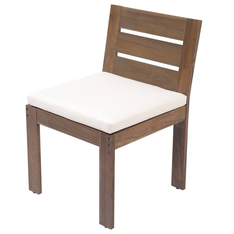 7-Piece Outdoor Patio Acacia Wood Dining Set with Rectangular Table and 6 Cushioned Chairs
