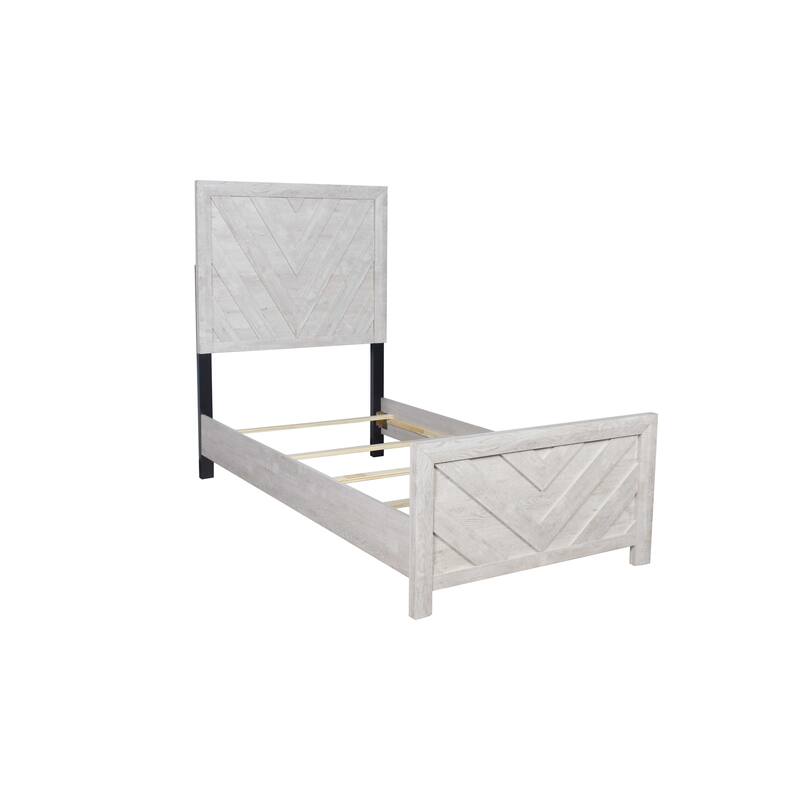 Twin Size Wood Modern Platform Bed with Headboard and Slat Support