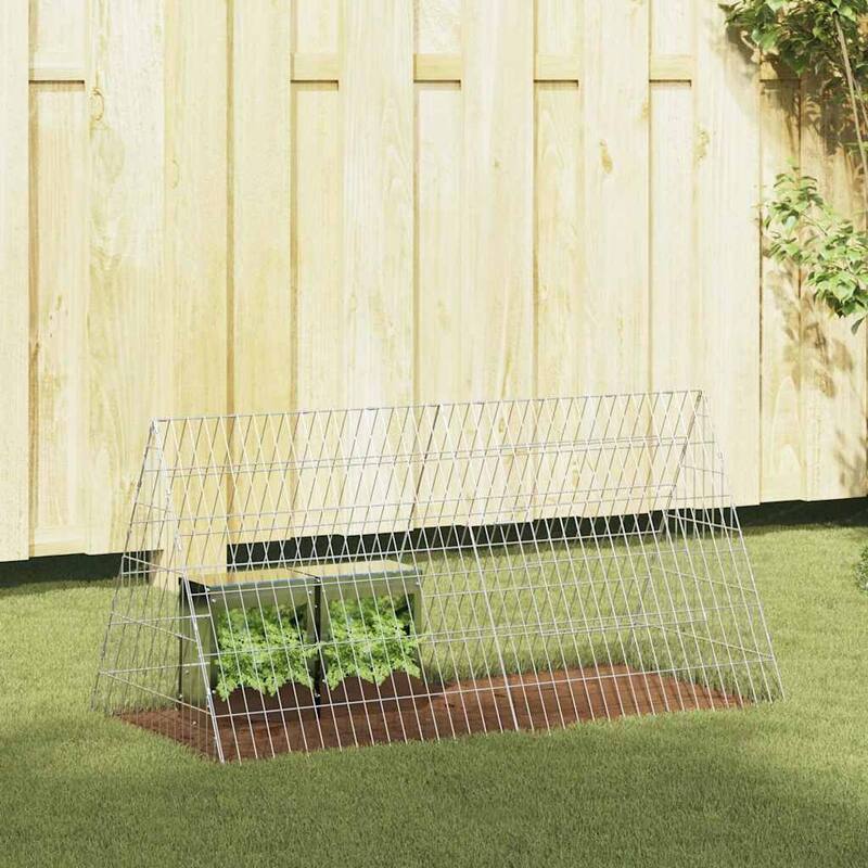 vidaXL Rabbit Cage Silver 650 x 55 x 55 cm Galvanised Steel - Silver-43.31 in
