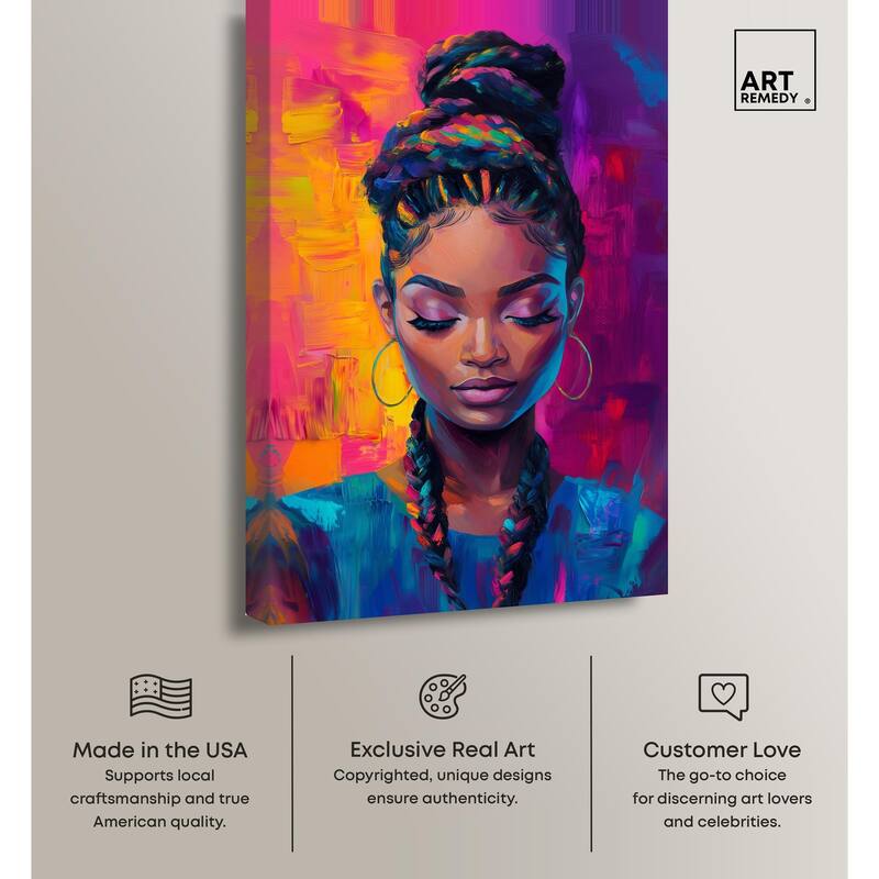 Bold Colorful Braids Canvas by Art Remedy, Gallery Wrapped