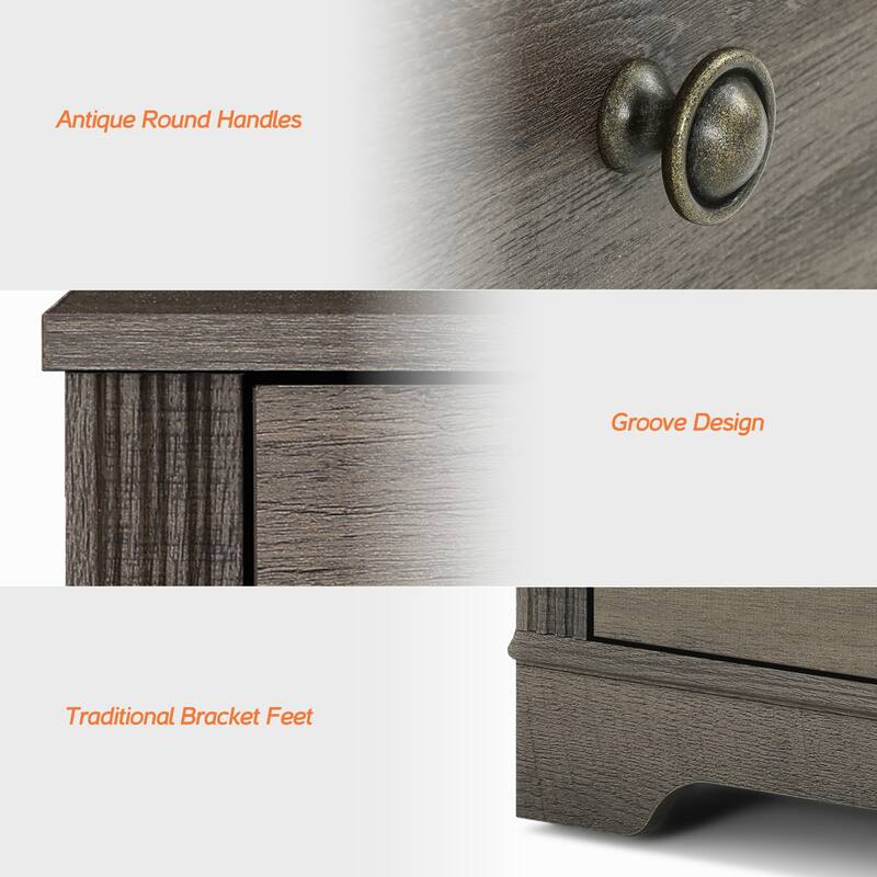 Bedroom Nightstand with Charging Station, Bedside Table with 2 Drawers