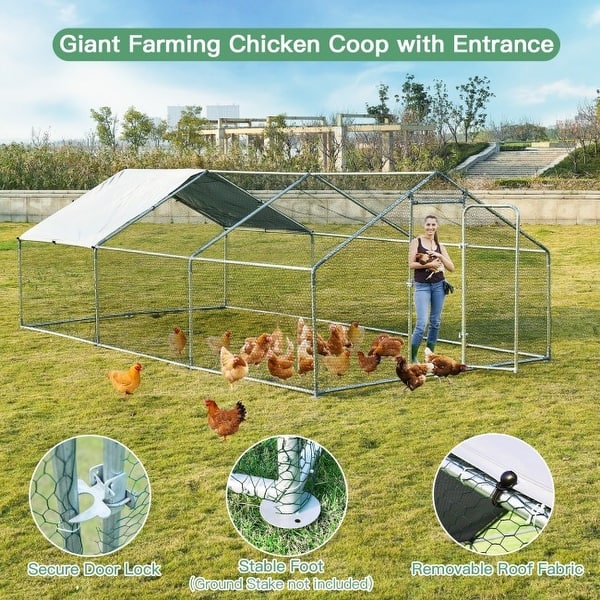 Large Walk in Shade Cage Chicken Coop with Roof Cover Bed Bath