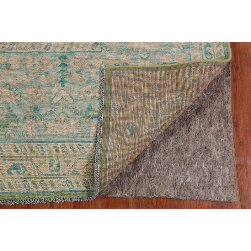 Hand Knotted Oriental 100% Wool Carpet Transitional All-Over Green Oushak Area Rug - 11' 10'' X 9' 0''