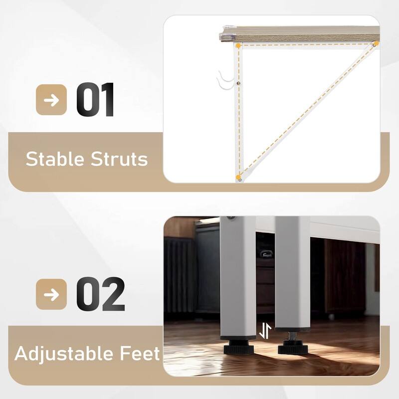 63” Computer Desk for Home Office ,Study Writing Desk with Storage, Side Hooks & Adjustable Feet