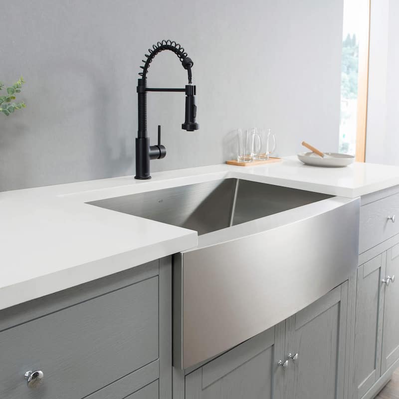 Handcrafted Farmhouse Apron Single Bowl Real 16 gauge Stainless Steel Kitchen Sink with Strainer and Grid