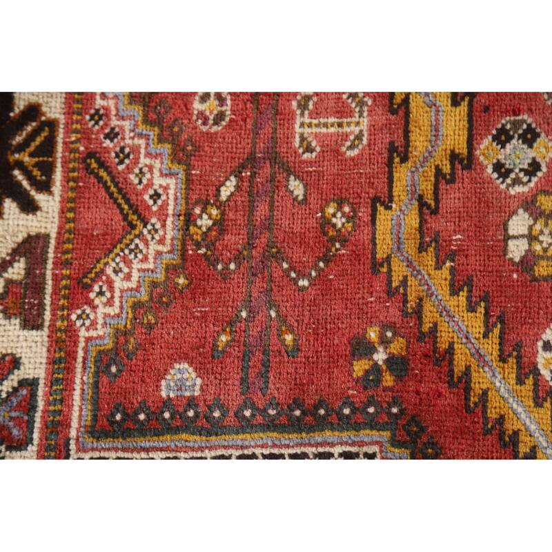 Vegetable Dye Shiraz Persian Antique Rug Hand-knotted Wool Carpet - 3'10"x 5'6"