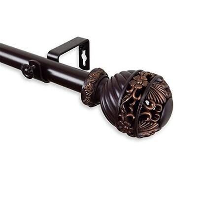 Tension Rod for Curtains - Home Decor Window Rod, Adjustable, Includes Hardware, Mahogany Finish - 170