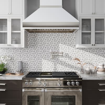 Mirage 12x12 Warm Beige White Marble Mosaic 3D Pyramid Wall and Floor Tile (4.92 sq ft/case) - 5 Pack