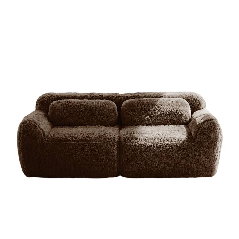 Homy Casa Chocolate Plush Fabric Non-Slip Modular Floor Sofa Sectional