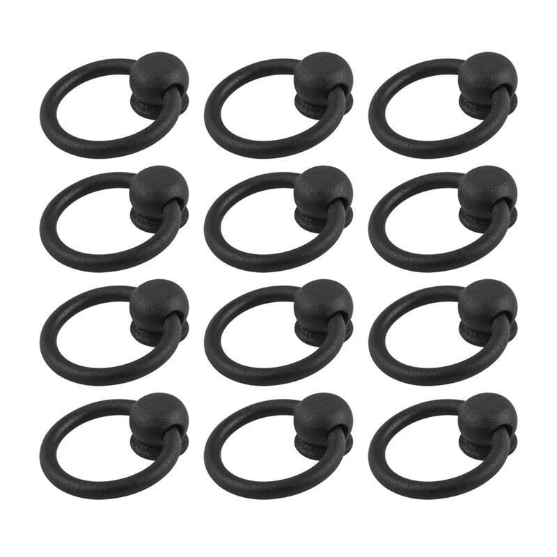 Black Wrought Iron Mission Ring Cabinet Pulls 2" Antique Drop Style Swing Handles Pack of 12 Renovators Supply