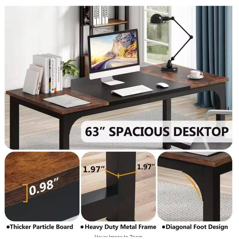 70.8" Executive Desk, Large Modern Office Computer Desk with Thick Metal Frame & Spacious Workstation