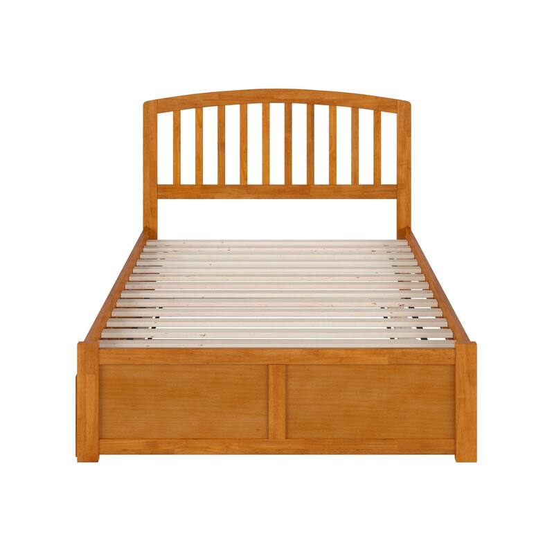 Solid Wood Platform Bed with Trundle - Full Size Bed Frame & Footboard - Modern Bedroom Furniture