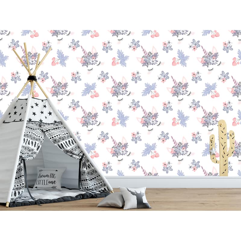 Cute Unicorn Head Removable Wallpaper - 10'ft H x 24''inch W