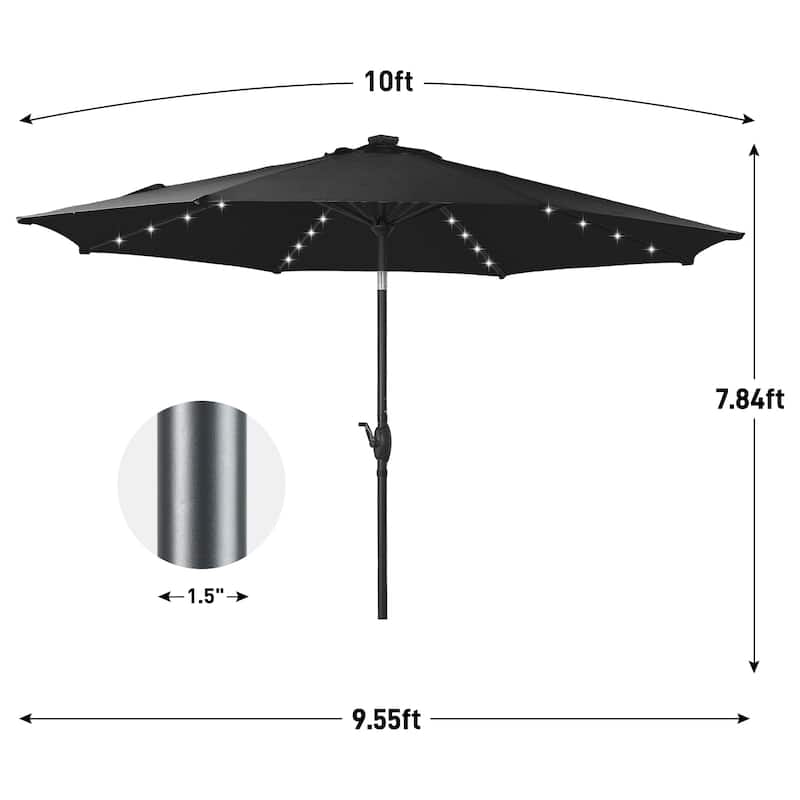 Autlaycil 10FT Solar Power LED Lights Patio Umbrella
