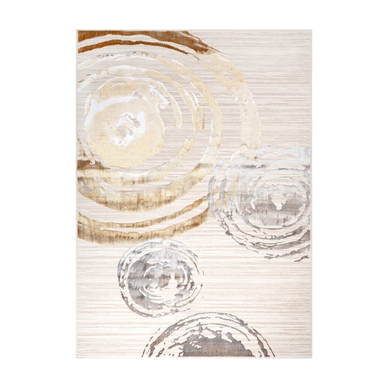 London Collection Cream/Gold Geometric Area Rug - 7'7 x 11'2