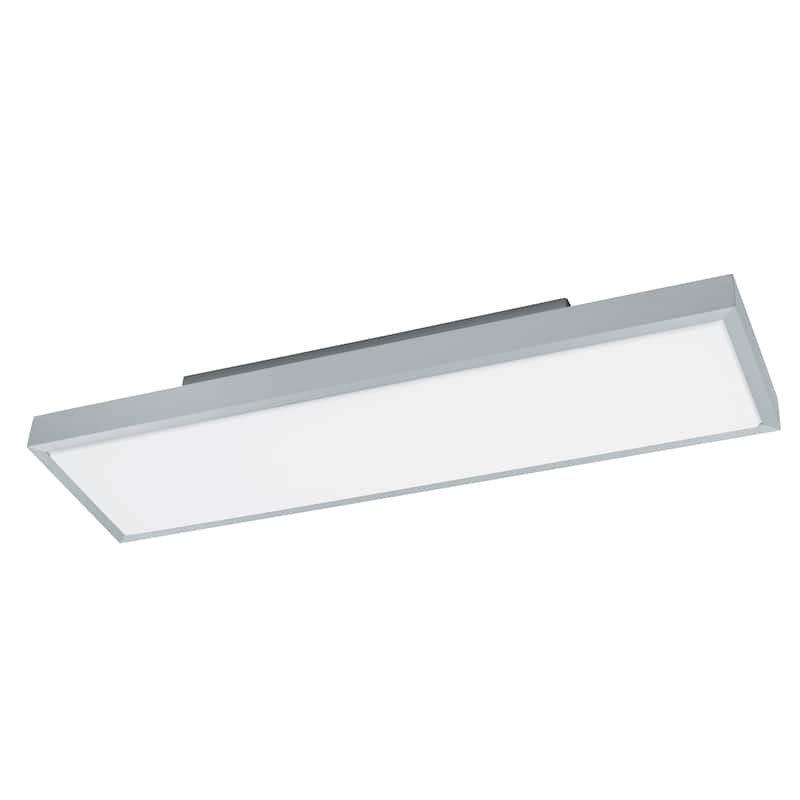 Eglo Idun 1 LED Ceiling Light with Brushed Aluminum Finish and White Plastic Shade - Brushed Aluminum