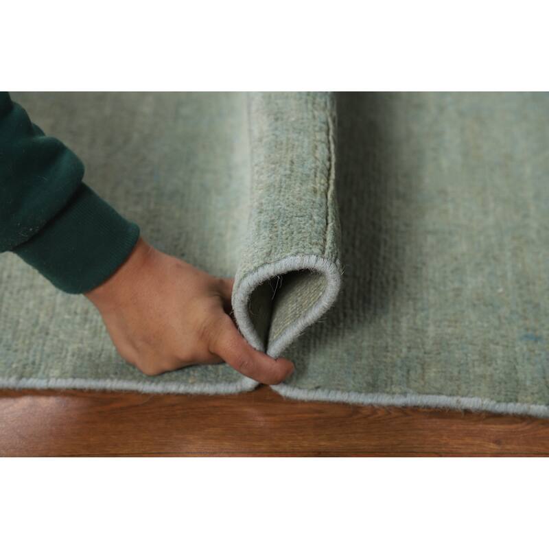 Green Gabbeh Modern Rug Hand-Knotted Wool Carpet - 2'6" x 4'0"