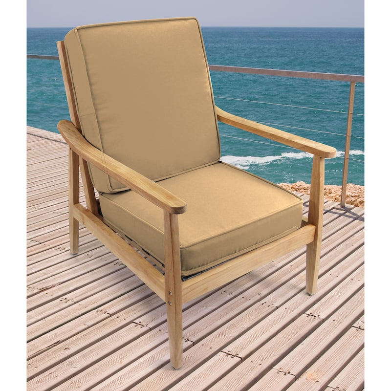 Sunbrella 22" x 45" Brown Solid Outdoor Deep Seat Chair Cushion Set with Ties - 45'' L x 22'' W x 4'' H - Canvas Cocoa