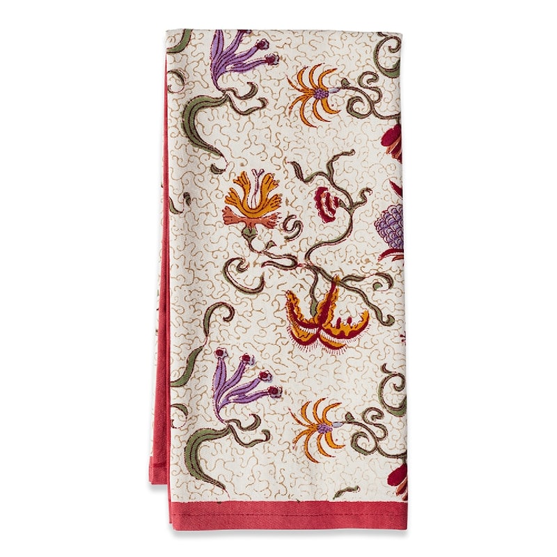 Couleur Nature Fleurs des Indes Tea Towels - 20 x 30" - Set of 3 - Red/White