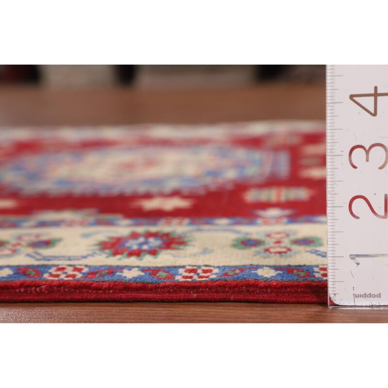 Red Kazak Accent Rug Handmade Wool Carpet - 3'4" x 4'8"
