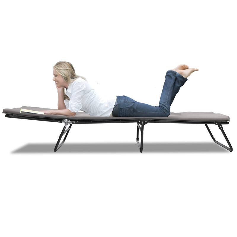 Folding Camping Cot for Adults, 5-Angle Adjustable Camping Cot Heavy Duty Outdoor Bed with Carry Bag