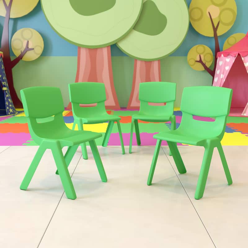 4 Pack Plastic Stackable K-2 School Chair with 13.25"H Seat - Green