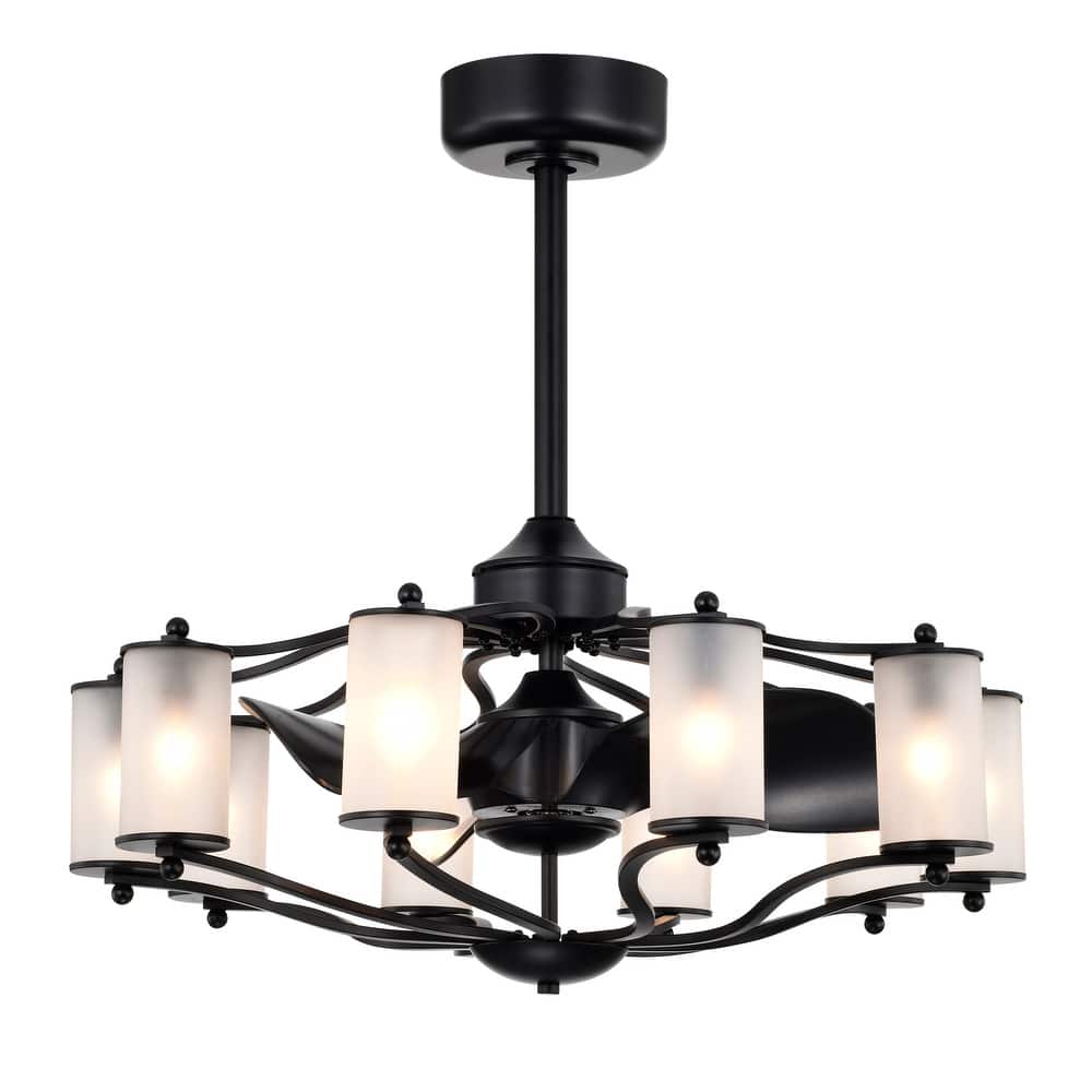 Vasilica 29 Inch Modern Glass Shade Ceiling Fandelier with Remote