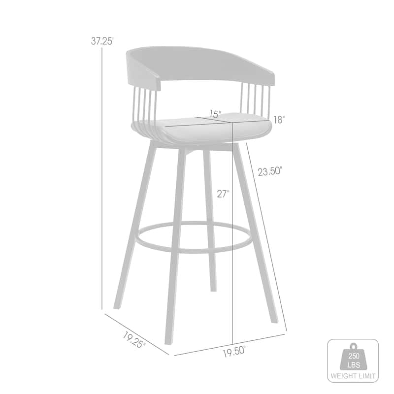Athena Wood and Metal Upholstered Bar or Counter Swivel Stool