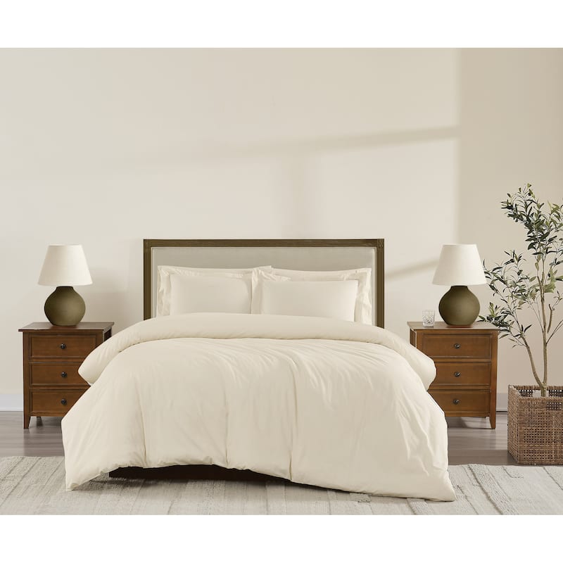 Brooklyn Loom Tight-Weave Cotton Percale Duvet Set