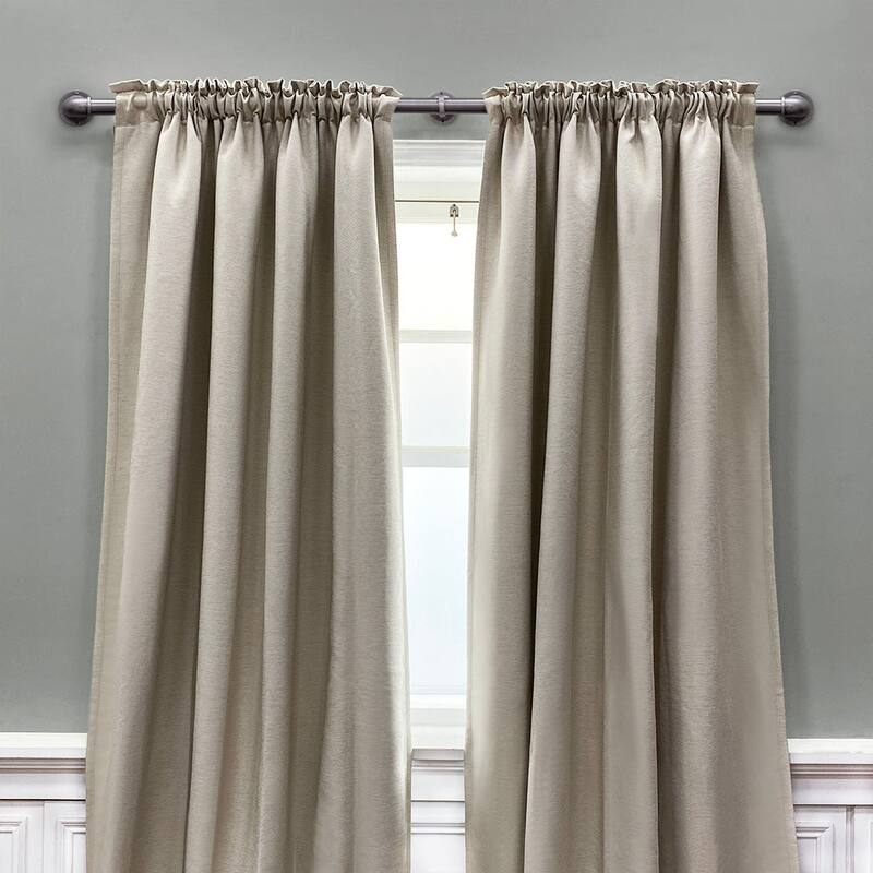 Lumi 1" Single Curtain Rod Set Pewter/ Matte Black- Wraparound finials
