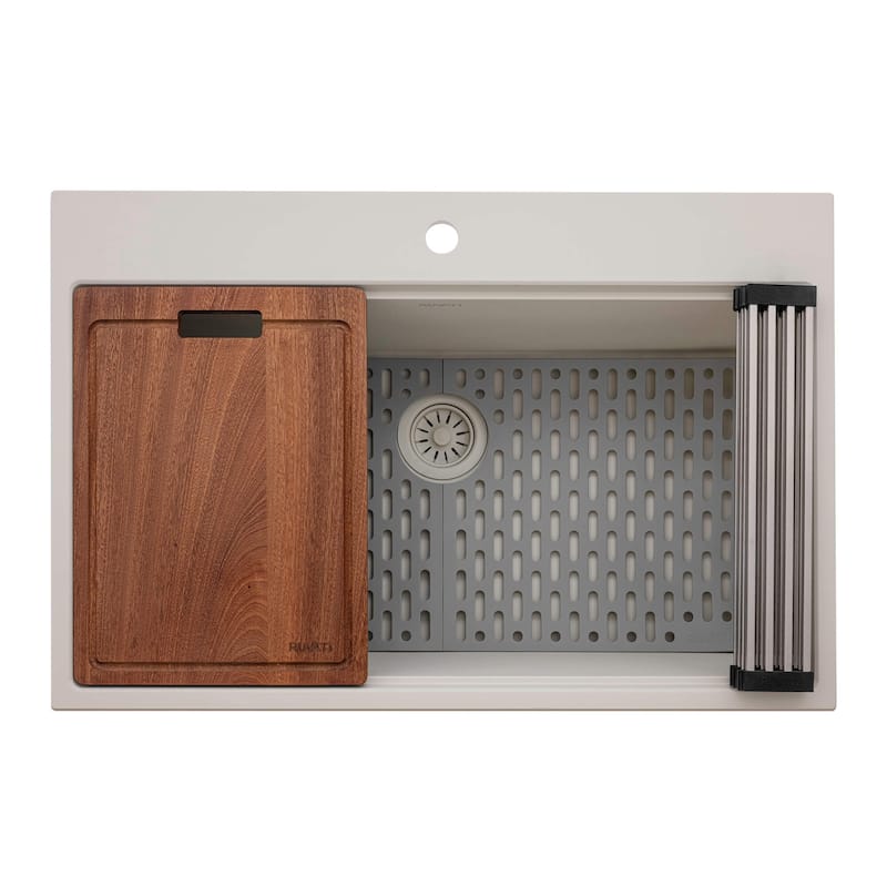 Ruvati 33-inch epiRock Workstation Warm White Topmount Kitchen Sink - RVG1325WB
