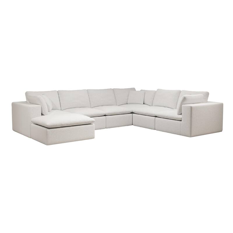 Roomfitters 137.8" Modular Sectional Sofa, 7-Piece Compressed Cloud Couch, No Assembly Required, Plush Corduroy, White