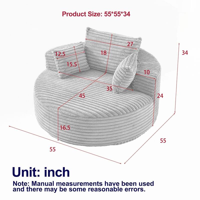 Corduroy Sponge single sofa,No Assembly Required