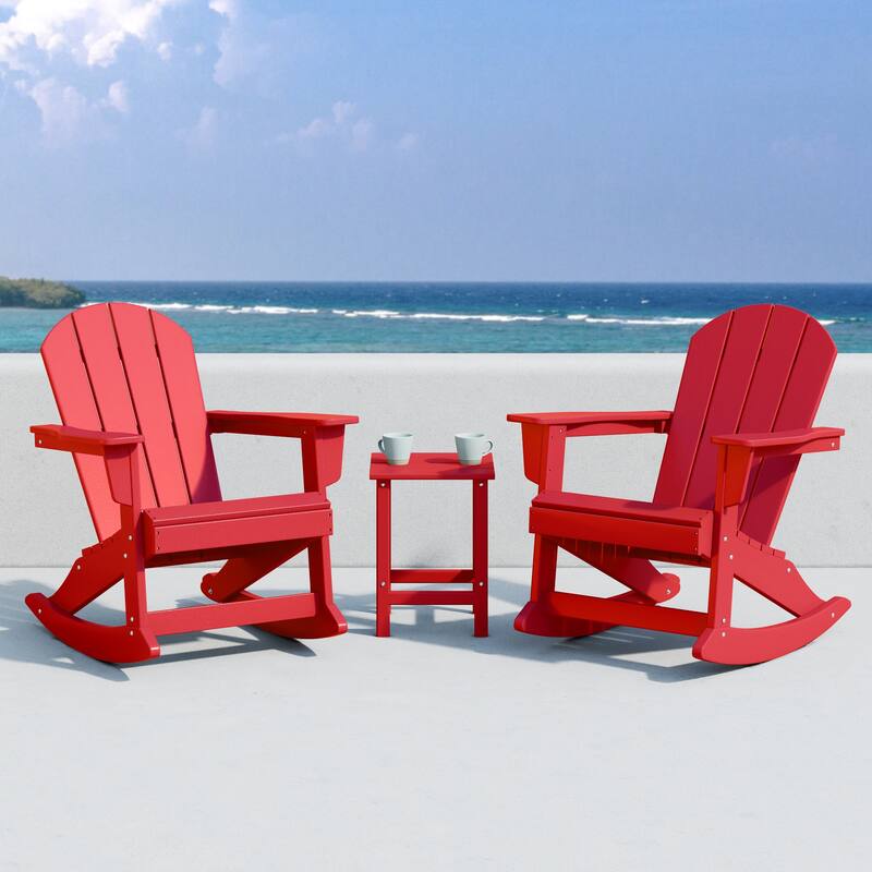 Laguna Hdpe All Weather Outdoor Patio Rocking Chairs With Side Table (3-Piece Set)