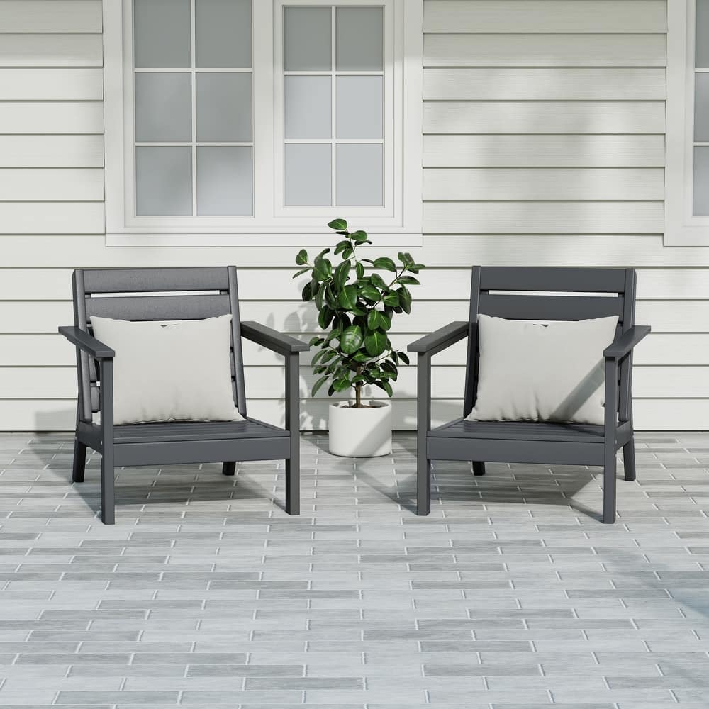 Birchwood All Weather HDPE Outdoor Patio Deep Seating Arm Chair (Set of 2)