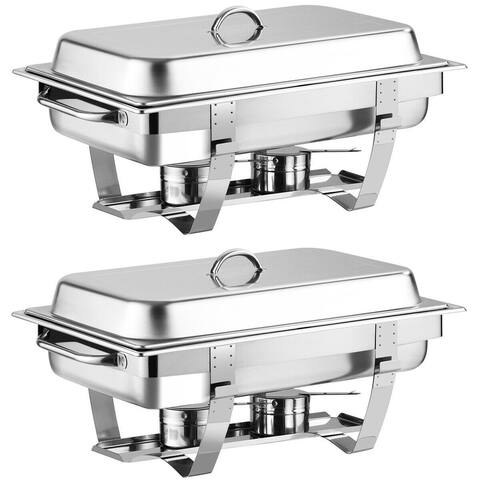 2 Packs Stainless Steel Full Size Chafing Dish - 23.5" x 14" x 12" (L x W x H)