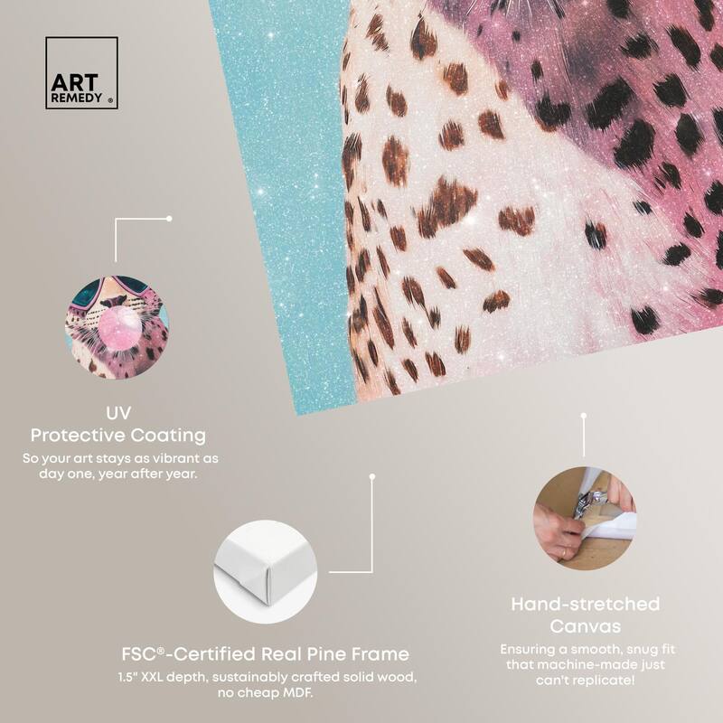 Pastel Cheetah Bubblegum Canvas by Art Remedy, Gallery Wrapped