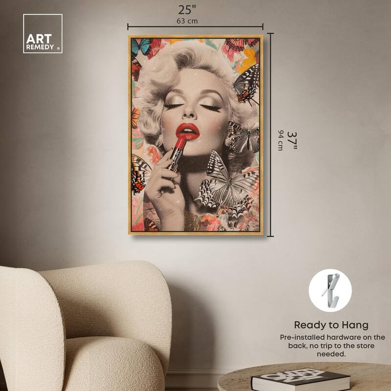 Iconic Lady Butterfly Collage Canvas by Art Remedy