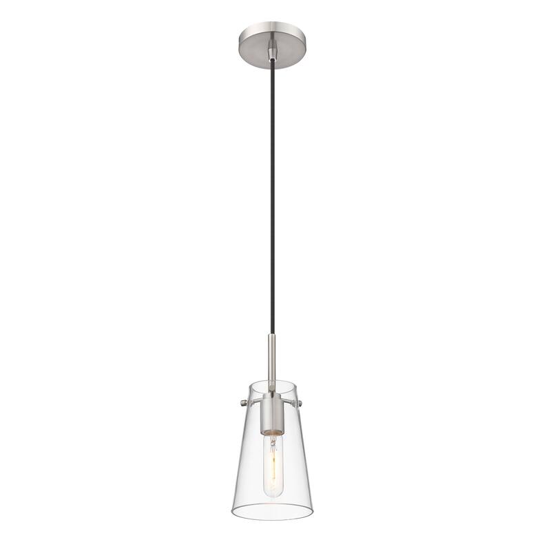 Kira by Z-Lite 1 Light Pendant in Brushed Nickel with Clear Glass Shade
